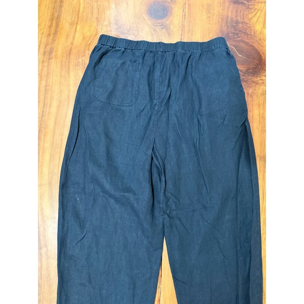Quince Women's Pants Large Pull on Elastic Linen Beach Casual Career G3-10